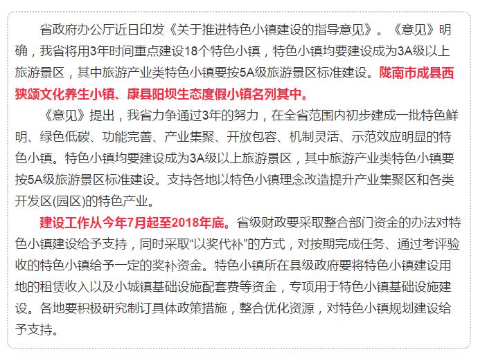 甘肅計(jì)劃3年建18個(gè)特色小鎮(zhèn)，看看隴南有幾個(gè)~